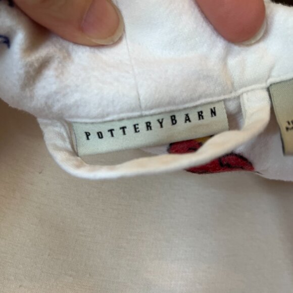 Pottery Barn Santas Reindeer Flannel Robe Ivory Holiday Warm Unisex Size S/M - Picture 10 of 12